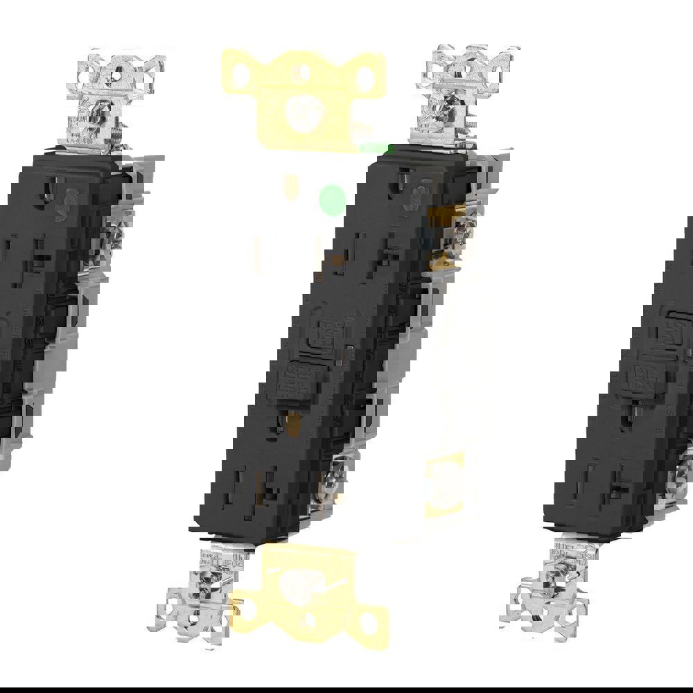 GFCI Receptacles; Grade: Commercial; Hospital ; Receptacle Type: Duplex ; NEMA Configuration: 5-20R ; Amperage: 20 ; Reset Type: Manual ; Wiring Method: Back; Side